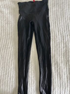 SPANX Black Faux Leather-Look Leggings